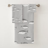 Monochrome grijze vis bad handdoek (Insitu)