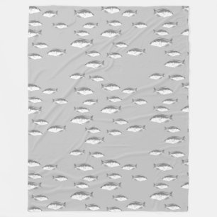 Monochrome grijze vis fleece deken