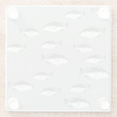 Monochrome grijze vis glazen onderzetter (Achterkant)