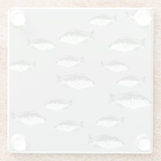 Monochrome grijze vis glazen onderzetter (Achterkant)