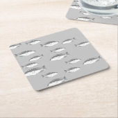 Monochrome grijze vis kartonnen onderzetters (Schuin)