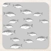 Monochrome grijze vis kartonnen onderzetters (Voorkant)