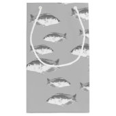 Monochrome grijze vis klein cadeauzakje (Achterkant)