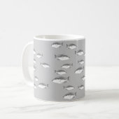 Monochrome grijze vis koffiemok (Voorkant links)