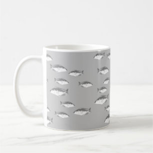 Monochrome grijze vis koffiemok