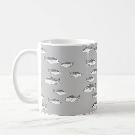 Monochrome grijze vis koffiemok (Links)