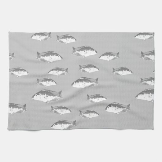 Monochrome grijze vis theedoek (Horizontaal)