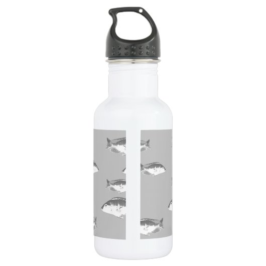Monochrome grijze vis waterfles (Achterkant)