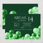 Monochrome groene ballonArch Modern Birthday Kaart (Voorkant / Achterkant)