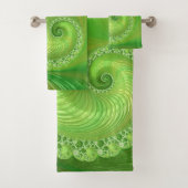 Monochrome groene wervelfractal bad handdoek (Insitu)