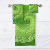 Monochrome groene wervelfractal bad handdoek