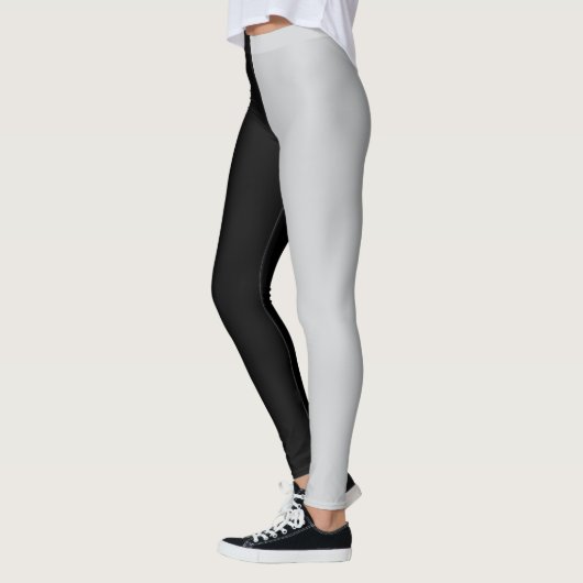 Monochrome Half Black Half Dark Grey Halloween Leggings (Links)