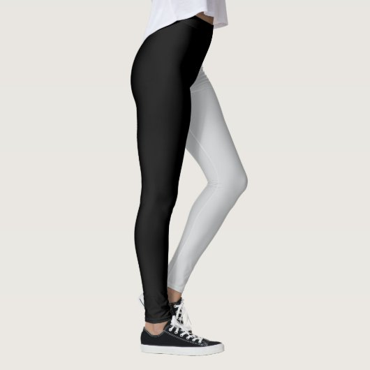Monochrome Half Black Half Dark Grey Halloween Leggings (Rechts)