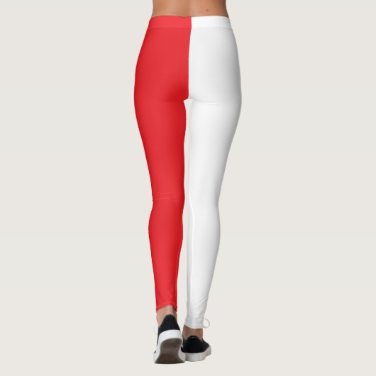 Monochrome half witte half rode kerst leggings (Achterkant)