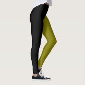 Monochrome Half Zwart Half Bruin Groen Halloween Leggings (Rechts)