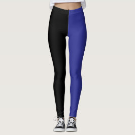 Monochrome Half Zwart Half Royal Blauw Halloween Leggings