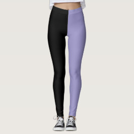 Monochrome Halve Zwarte Halve Lavendel Halloween Leggings