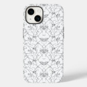 Monochrome handgetekende bloemmotieven Case-Mate iPhone case (Achterkant)