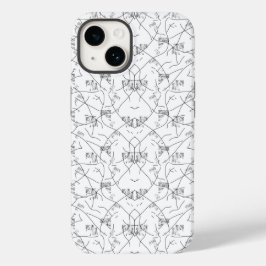 Monochrome handgetekende bloemmotieven Case-Mate iPhone 14 hoesje