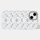 Monochrome handgetekende bloemmotieven Case-Mate iPhone case (Achterkant (horizontaal))