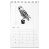 Monochrome handgetekende dieren kalender (Mar 2027)