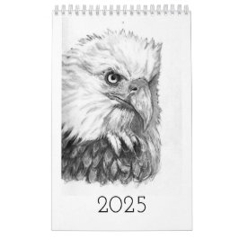Monochrome handgetekende dieren kalender
