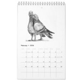 Monochrome handgetekende dieren kalender (Feb 2026)