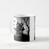 Monochrome Haunted House Mug Koffiemok (Voorkant links)