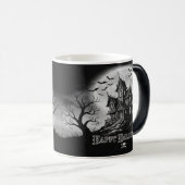 Monochrome Haunted House Mug Magische Mok (Voorkant rechts)