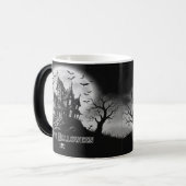 Monochrome Haunted House Mug Magische Mok (Voorkant links)