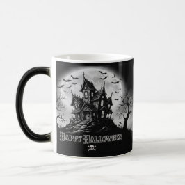 Monochrome Haunted House Mug Magische Mok