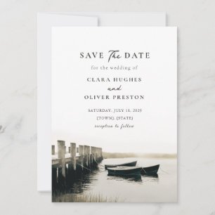 Monochrome Havensteiger Cape Cod Serif Bruiloft Save The Date