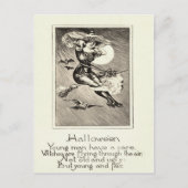 Monochrome heks Vliegende bezem Uil Bat Volle Maan Briefkaart (Voorkant)