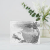 Monochrome heks volledige maan bezem magische spre briefkaart (Staand voorkant)