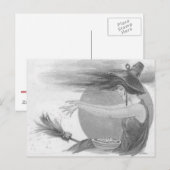 Monochrome heks volledige maan bezem magische spre briefkaart (Voorkant / Achterkant)