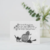 Monochrome heks zwarte kat Jack O lantaarn gedicht Briefkaart (Staand voorkant)
