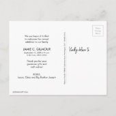 Monochrome Herinneringen: Gepersonaliseerde Baby D Aankondigingskaart (Achterkant)