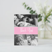 Monochrome Herinneringen: Gepersonaliseerde Baby D Aankondigingskaart (Staand voorkant)