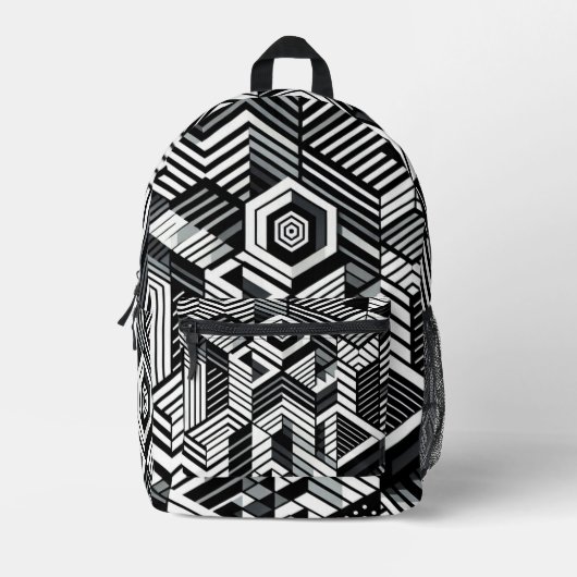 Monochrome illusie bedrukte rugzak (Voorkant)