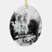 Monochrome illustratie van de Notre-Dame kathedraa Keramisch Ornament (Rechts)