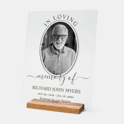 Monochrome in liefdevolle herinnering begrafenisfo acryl bord (Hoek)