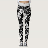 Monochrome Japanse Floral Leggings (Voorkant)