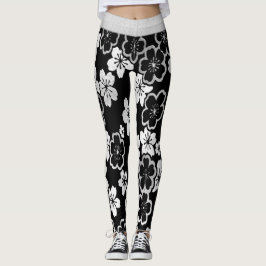 Monochrome Japanse Floral Leggings