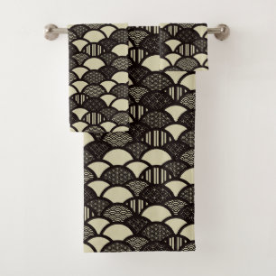 Monochrome Japanse geometrische golven Bad Handdoek