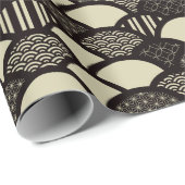 Monochrome Japanse geometrische golven Cadeaupapier (Rol Hoek)