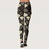 Monochrome Japanse geometrische golven Leggings (Achterkant)