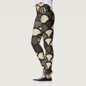 Monochrome Japanse geometrische golven Leggings (Links)
