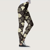 Monochrome Japanse geometrische golven Leggings (Rechts)
