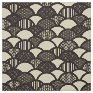 Monochrome Japanse geometrische golven Stof