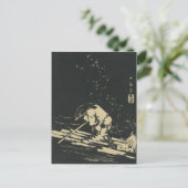 Monochrome Japanse Ukiyo-e Briefkaart (Staand voorkant)